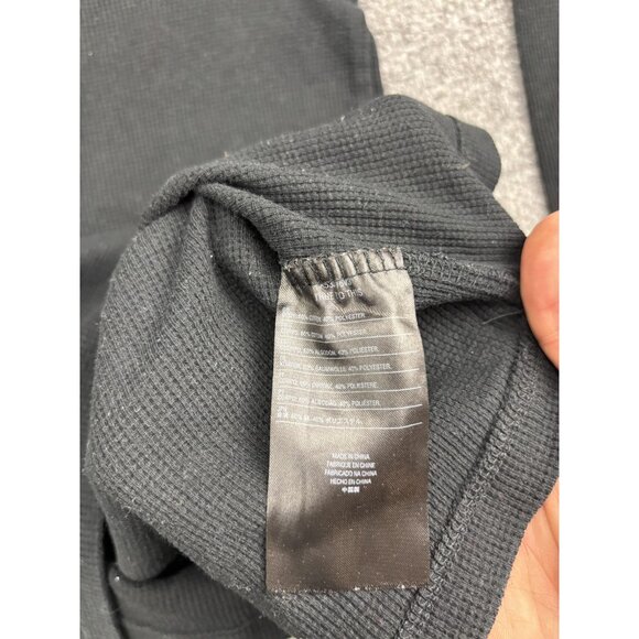 Volcom Shirt Mens XL Black Waffle Knit Long Sleeve Thermal Logo Top - Picture 5 of 6